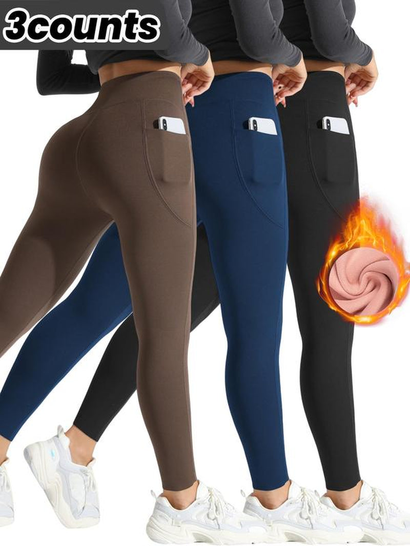 High waist thermal lined pants providing warmth and style for cold weather comfort