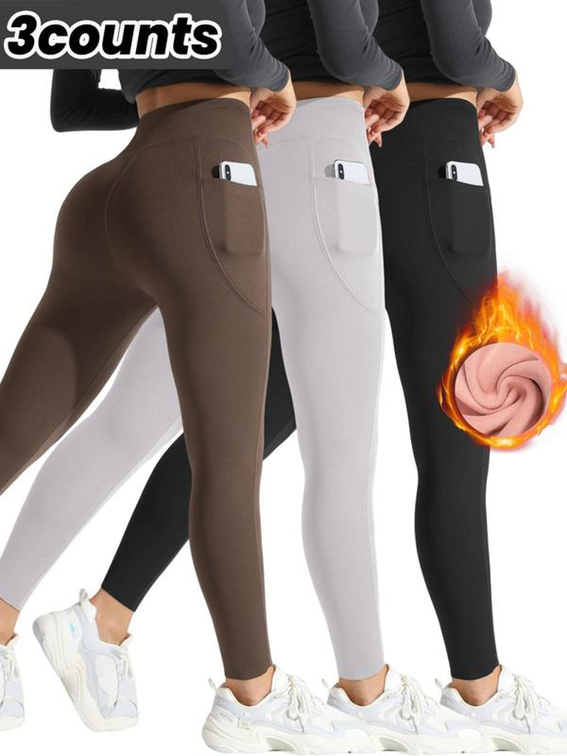 High waist thermal lined pants providing warmth and style for cold weather comfort