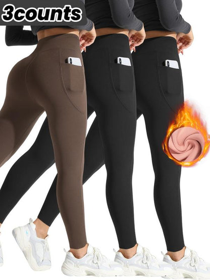 High waist thermal lined pants providing warmth and style for cold weather comfort