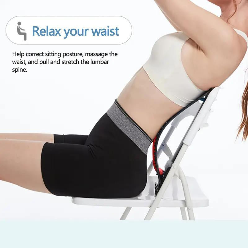 Post exercise relief using an ergonomic back stretcher for enhanced spinal flexibility and muscle recovery