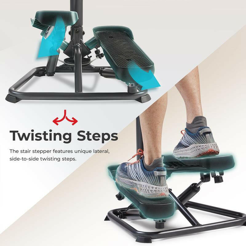 Twist stair stepper equipped with LCD monitor for effective cardiovascular exercise and performance tracking