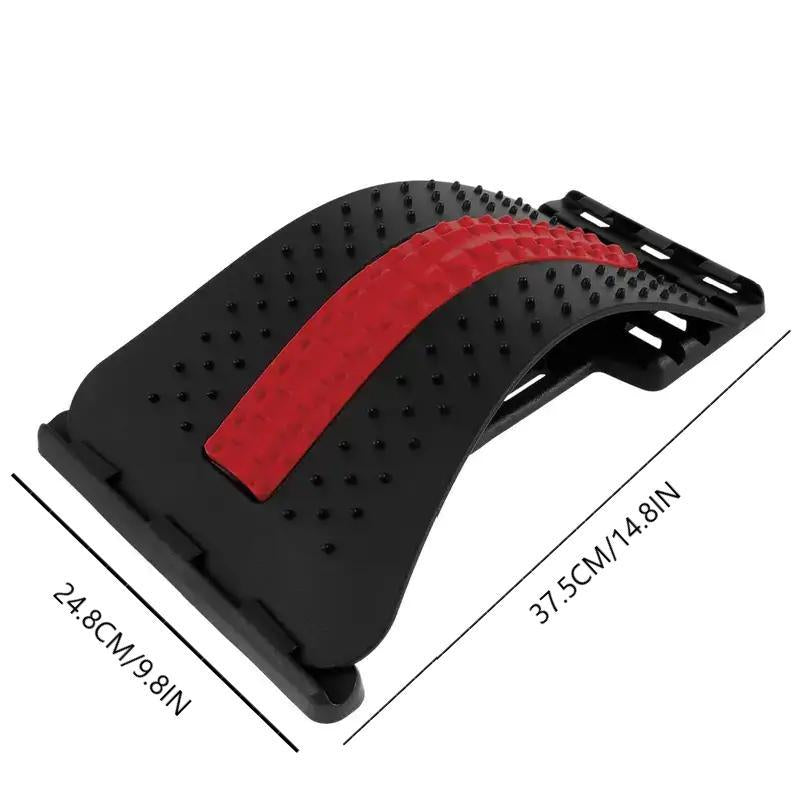 Post exercise relief using an ergonomic back stretcher for enhanced spinal flexibility and muscle recovery