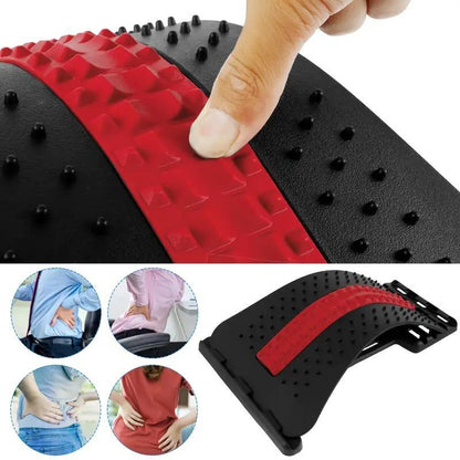 Post exercise relief using an ergonomic back stretcher for enhanced spinal flexibility and muscle recovery