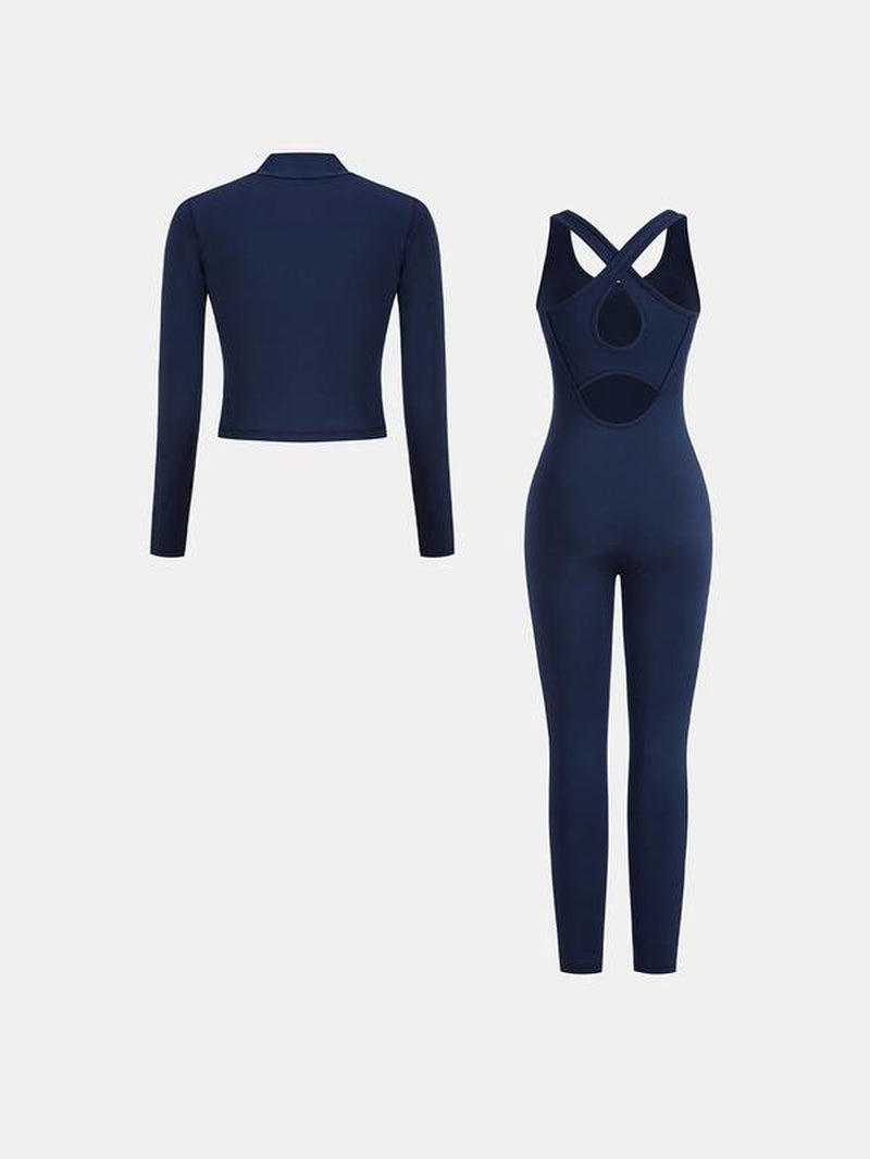 Stylish zip-up overalls perfect for casual and professional wear, combining comfort with contemporary fashion appeal.