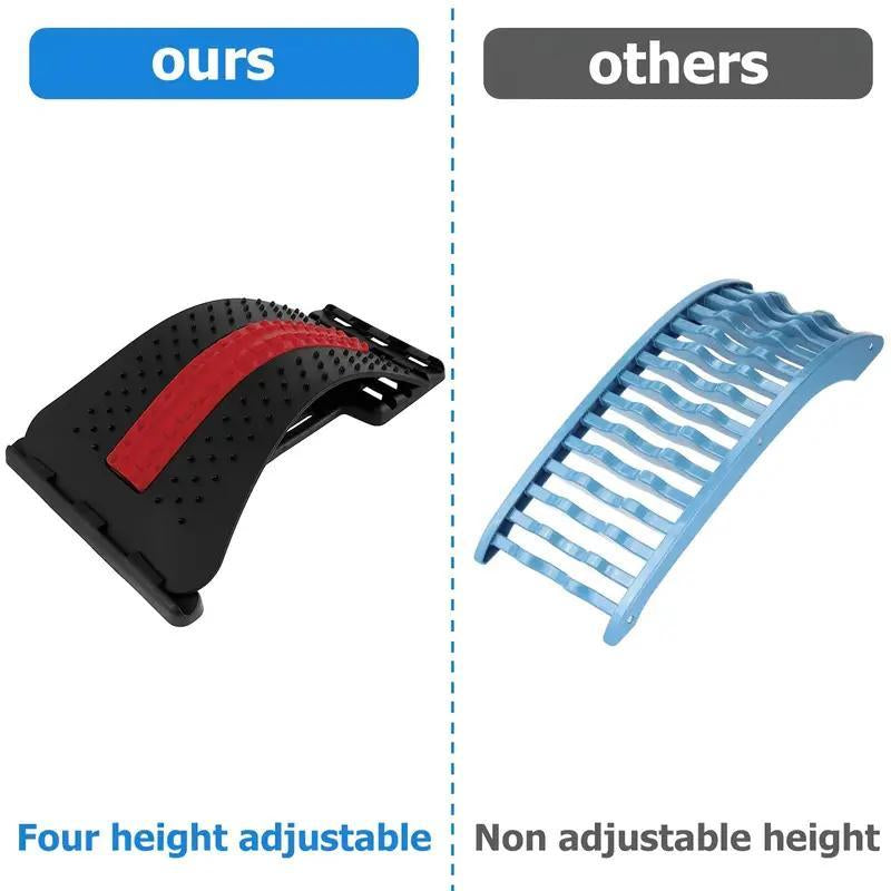 Post exercise relief using an ergonomic back stretcher for enhanced spinal flexibility and muscle recovery
