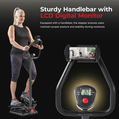 Twist stair stepper equipped with LCD monitor for effective cardiovascular exercise and performance tracking