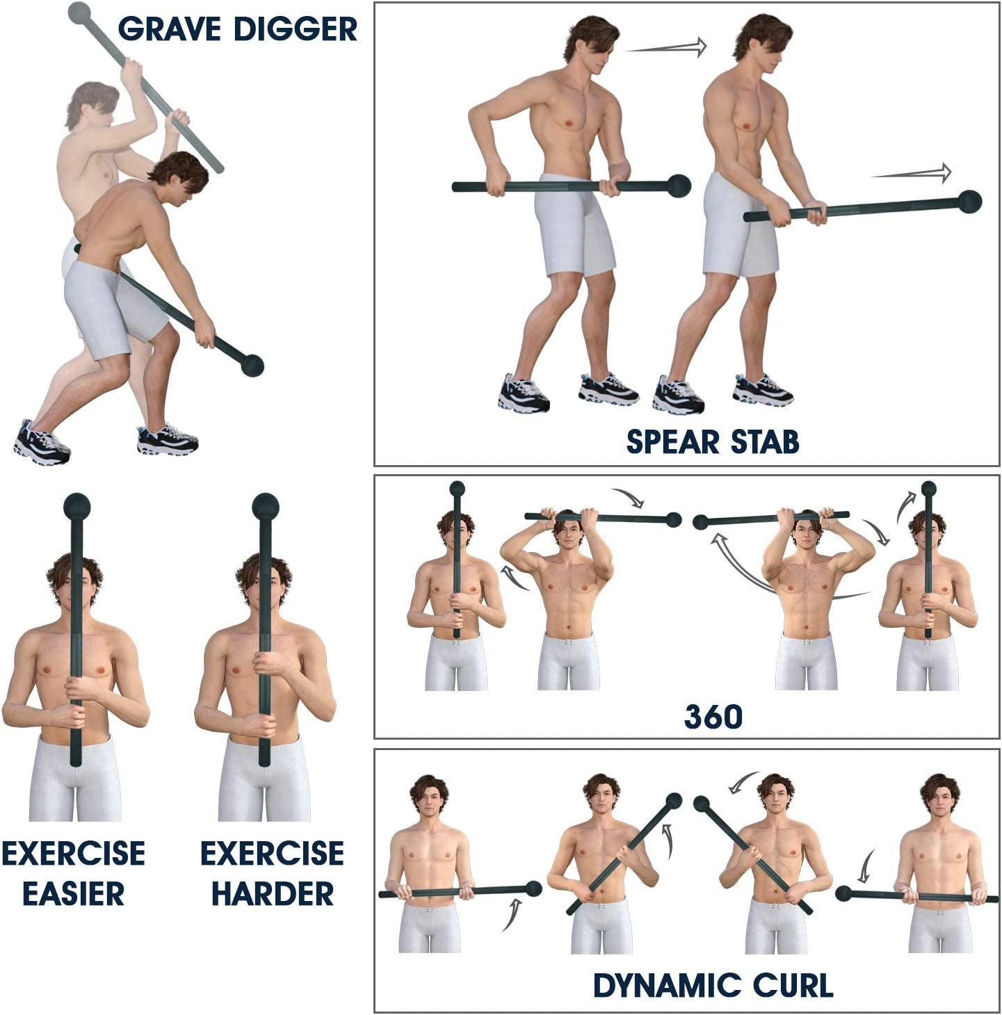 Steel Mace Bell for Strength Training - Support Full Body, Muscles, Shoulder, Grips & Forearms Workouts to Rehabilitation, Stretching 5, 7, 10, 15, 20, 25, 30Lb for Woman & Man.
