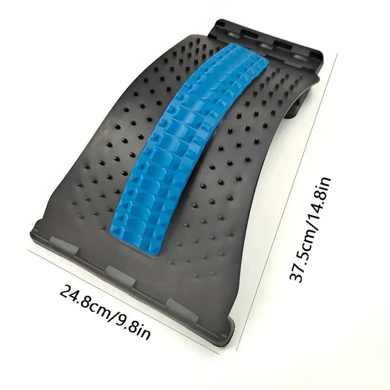 Post exercise relief using an ergonomic back stretcher for enhanced spinal flexibility and muscle recovery